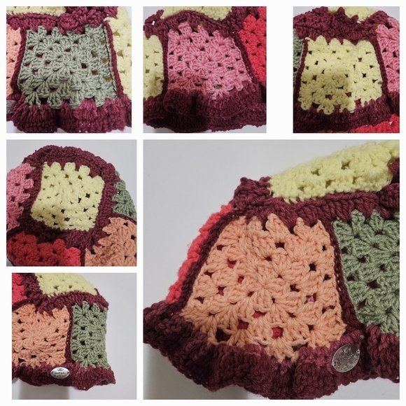 Hand Crafted oversized bucket hat crochet granny square stitch multicolored fall - Picture 14 of 17